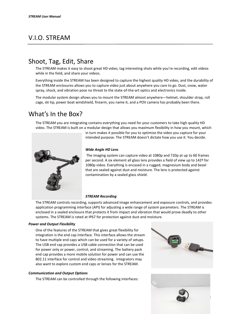 V.i.o. stream, Shoot, tag, edit, share, What’s in the box | V.I.O. Stream User Manual | Page 5 / 77