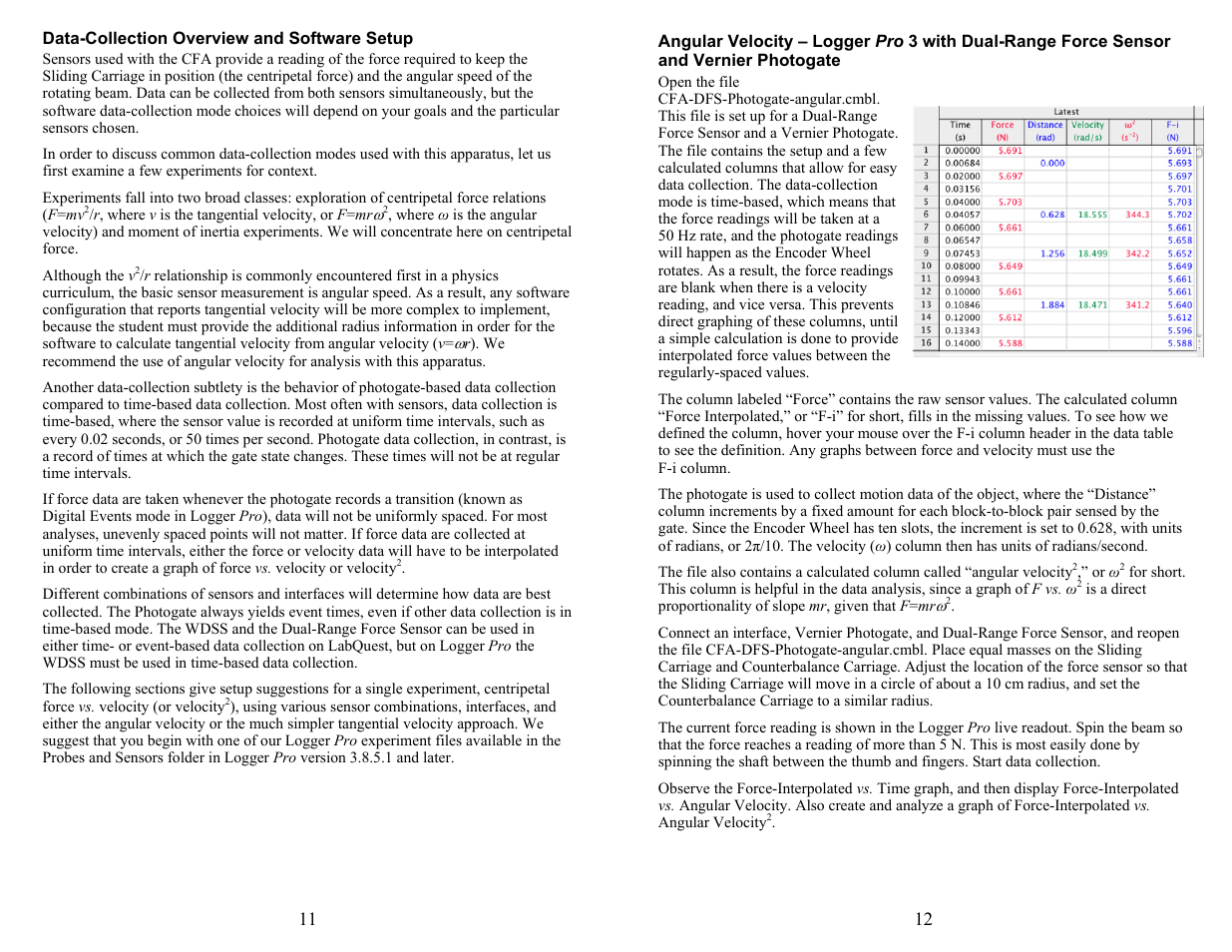 Vernier Centripetal Force Apparatus User Manual | Page 6 / 10