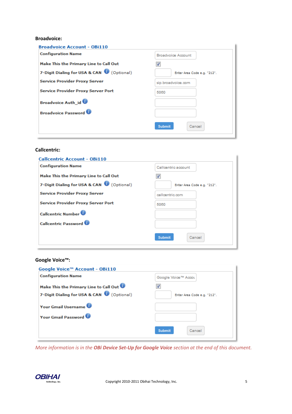 Obihai OBiTALK Portal Device Management (SIP & Google Voice) User Manual | Page 5 / 10