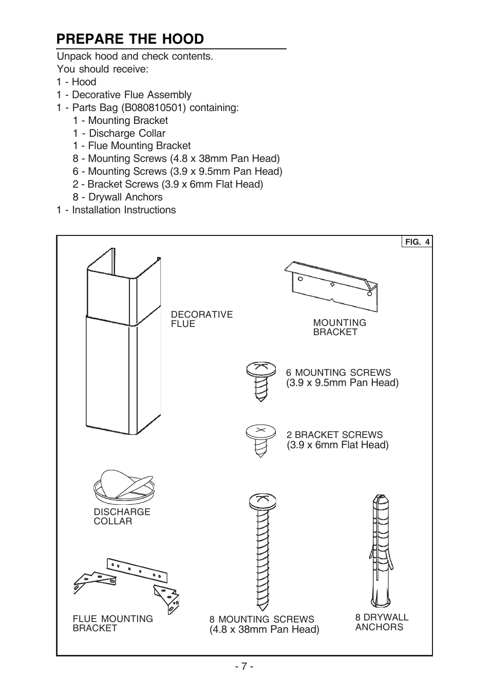 Prepare the hood | Broan E55000 User Manual | Page 7 / 44