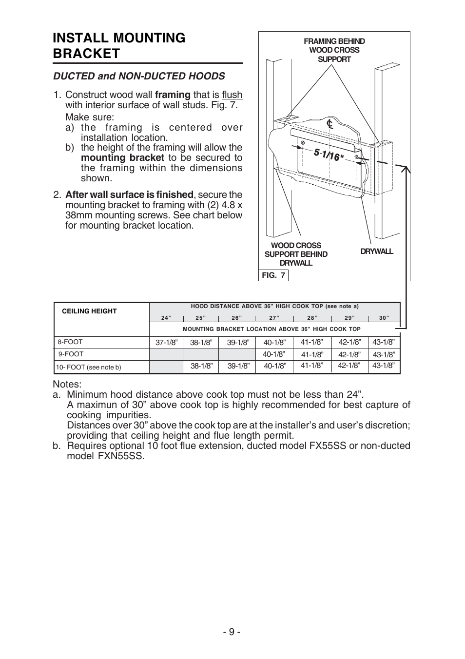 Install mounting bracket | Broan E55000 User Manual | Page 9 / 44