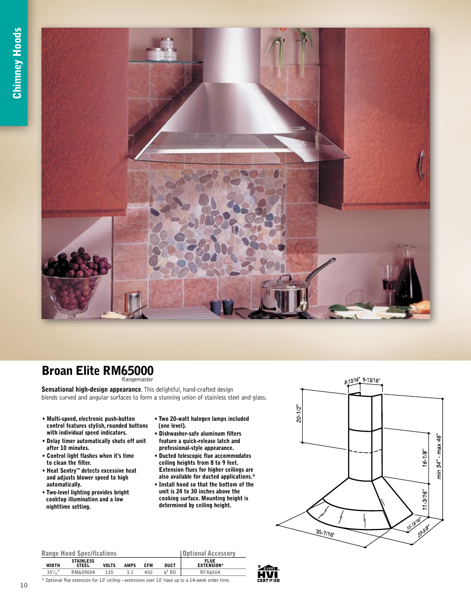 Chimne y hoods | Broan 61000EX User Manual | Page 10 / 48