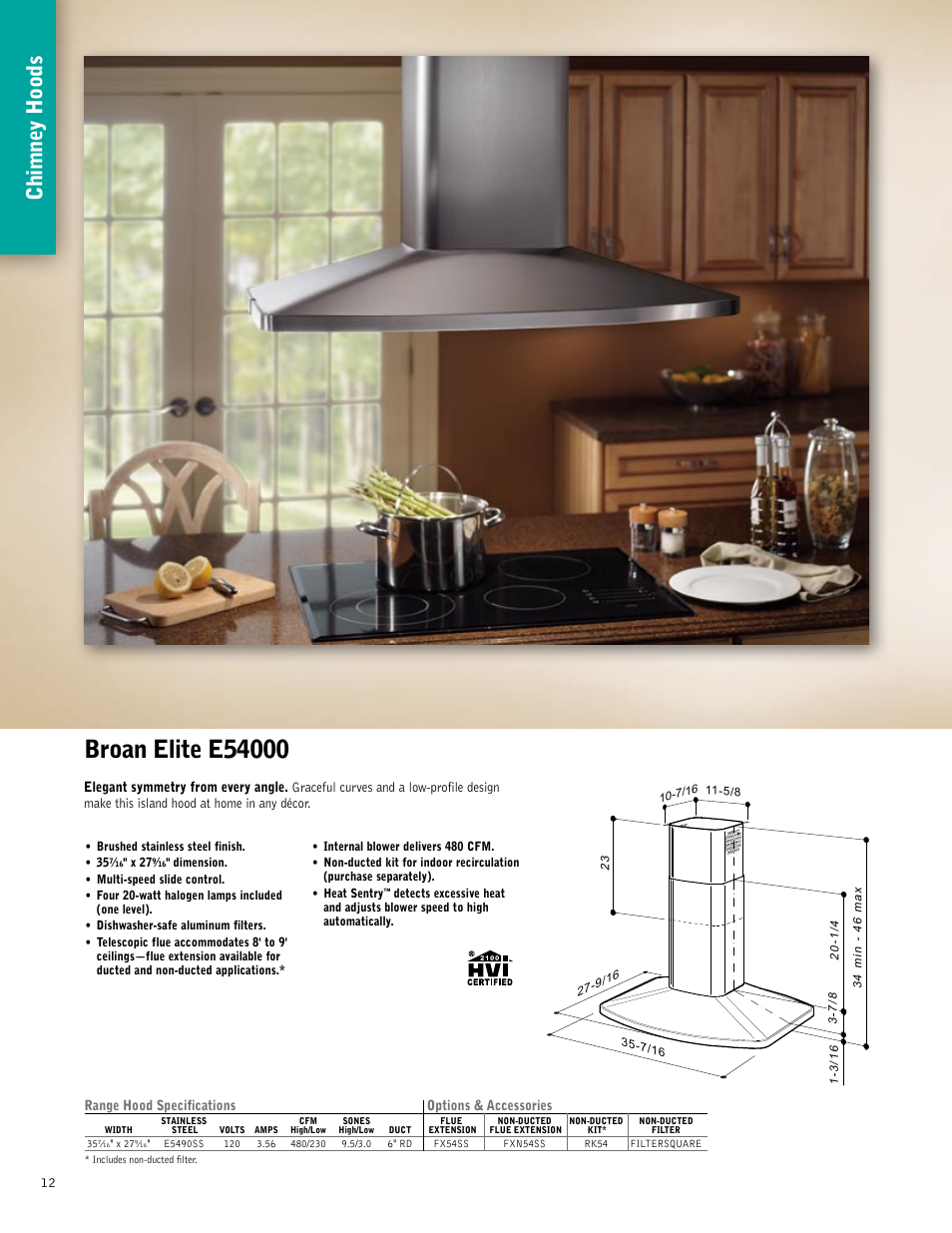 Chimne y hoods | Broan 61000EX User Manual | Page 12 / 48