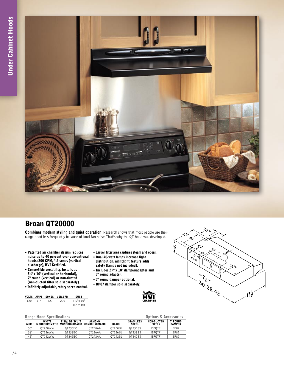 Under cabinet hoods | Broan 61000EX User Manual | Page 34 / 48