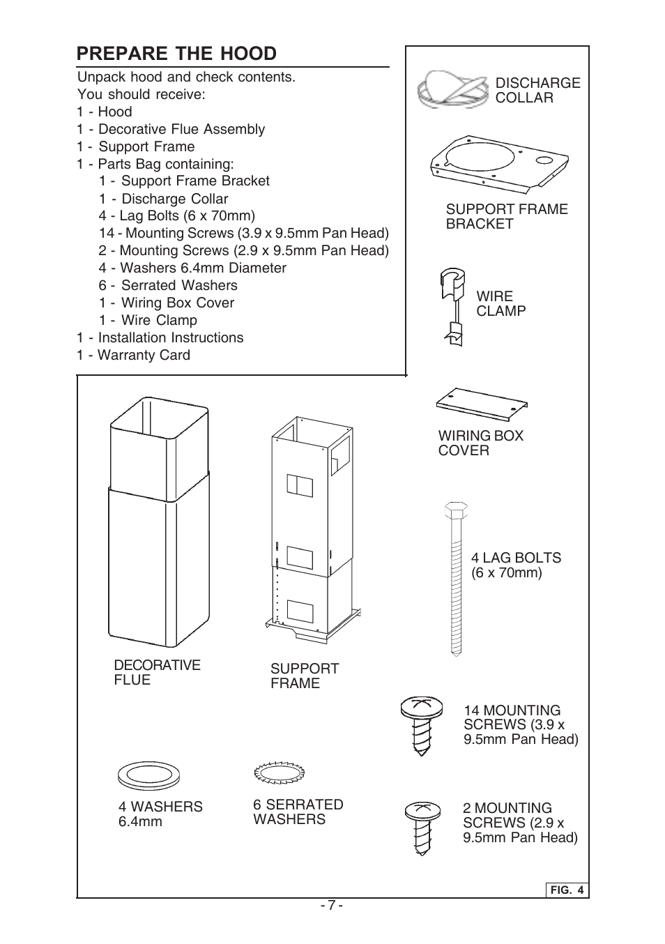 Prepare the hood | Broan E54000 User Manual | Page 7 / 44