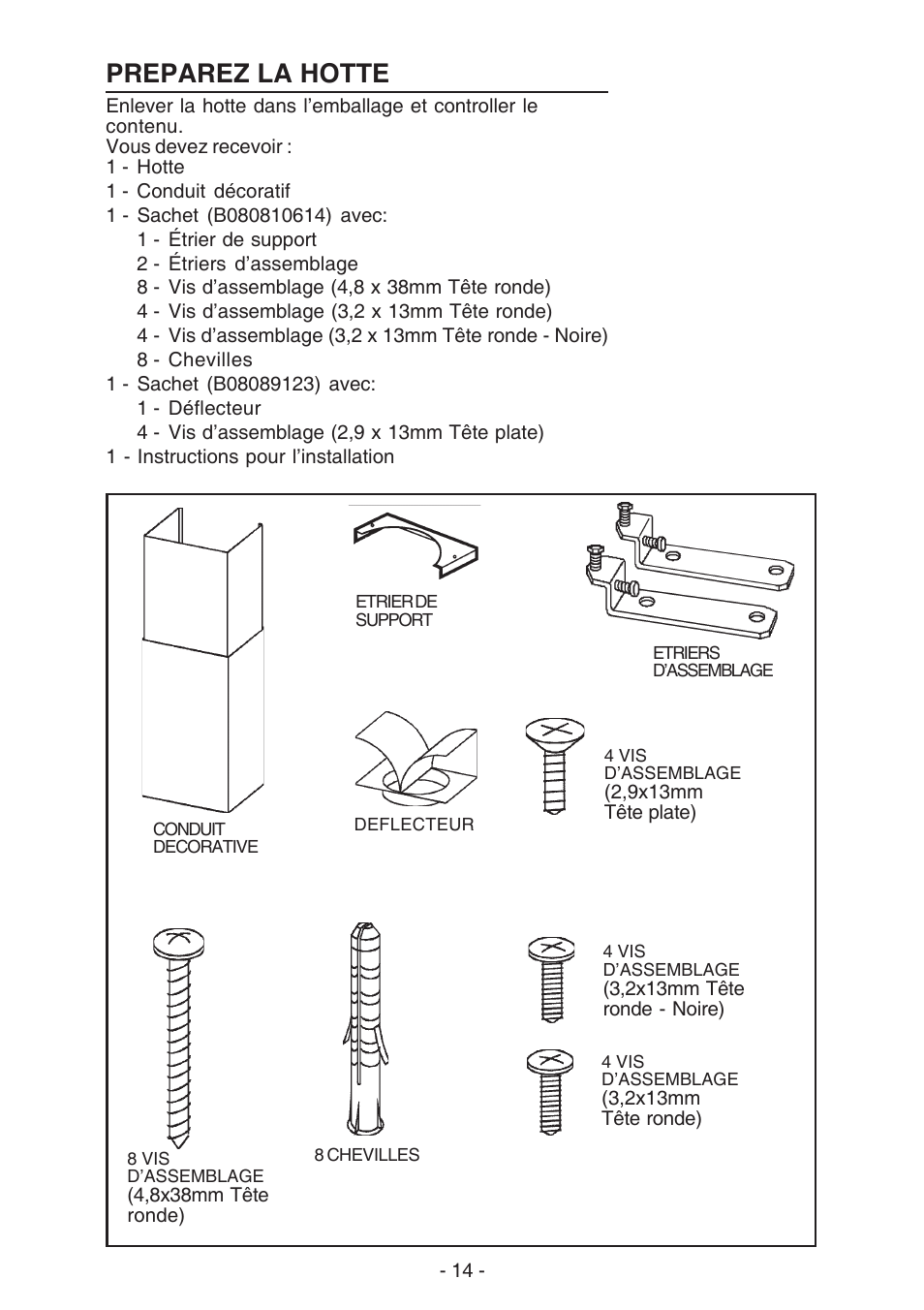 Preparez la hotte | Broan 61000 User Manual | Page 14 / 36