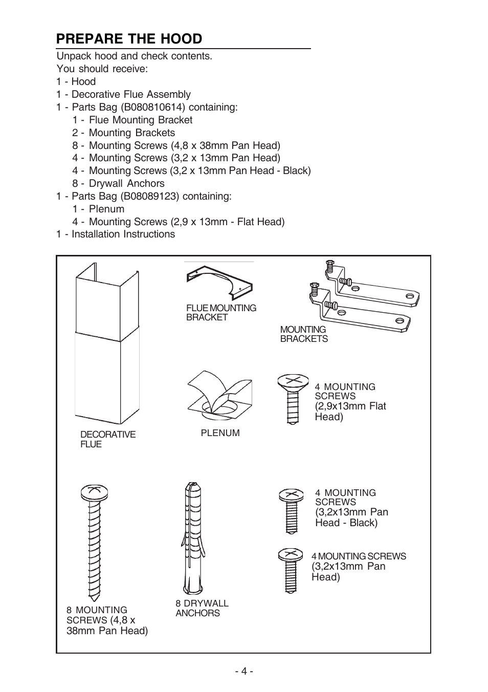 Prepare the hood | Broan 61000 User Manual | Page 4 / 36