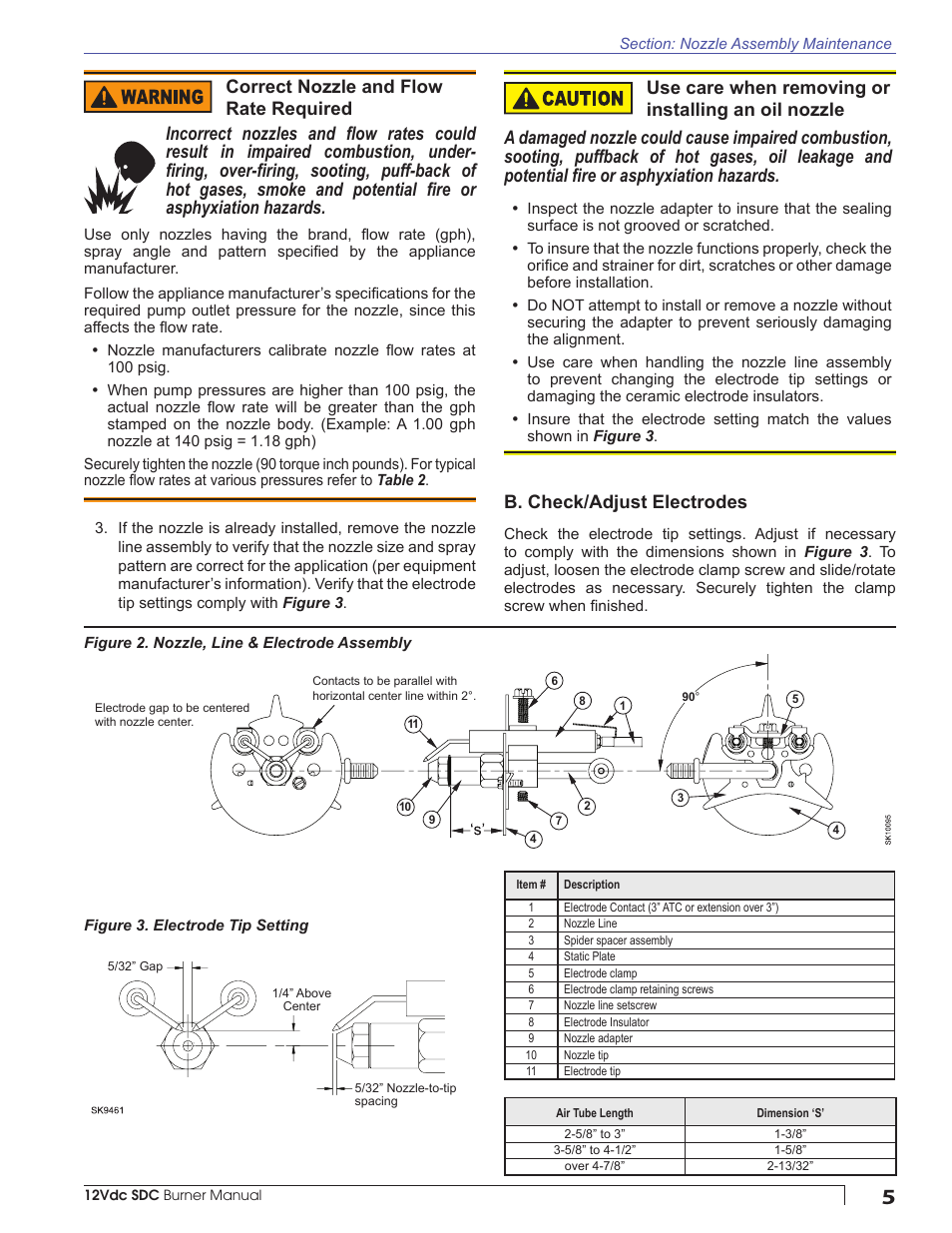 B. check/adjust electrodes | Beckett SDC 12V User Manual | Page 5 / 16