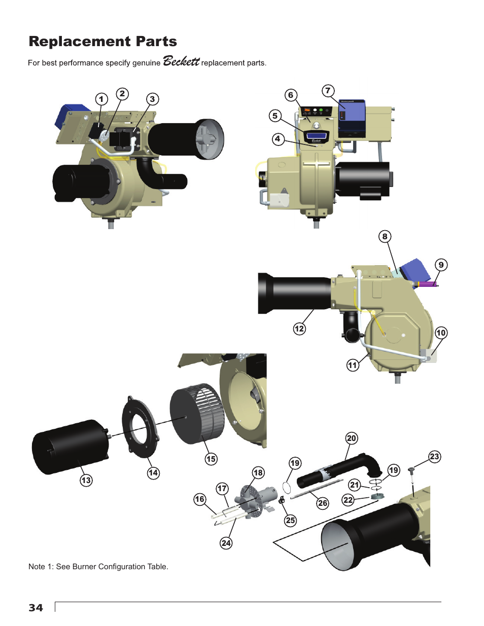 Replacement parts | Beckett CG50 User Manual | Page 34 / 36