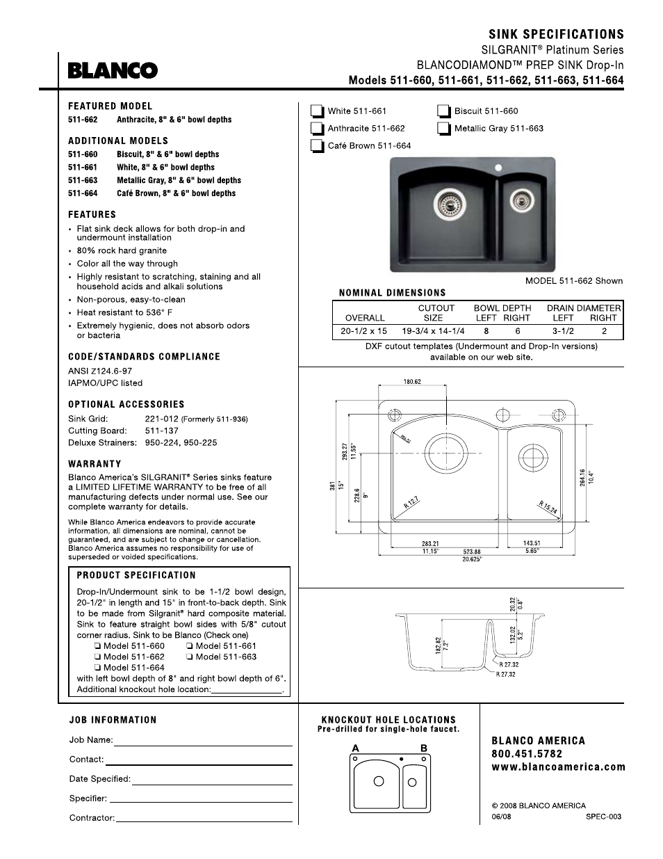 Blanco 511-663 User Manual | 1 page