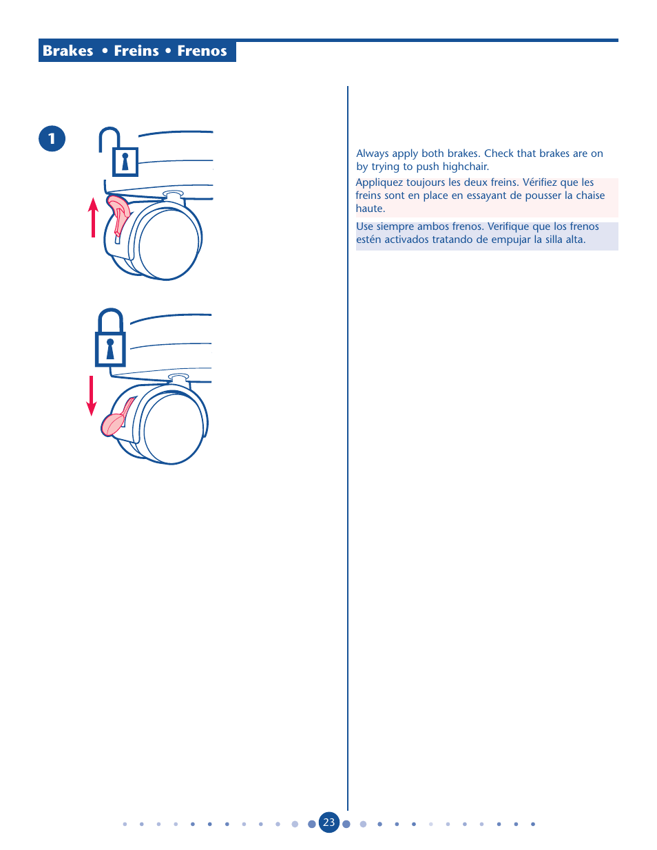 Brakes • freins • frenos | Graco Blossom User Manual | Page 23 / 36