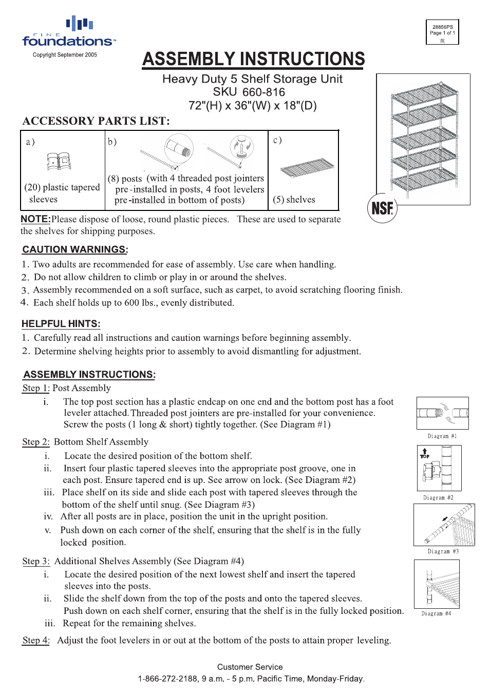 Maxtrend 660816 Heavy Duty 5 Shelf Storage User Manual | 1 page