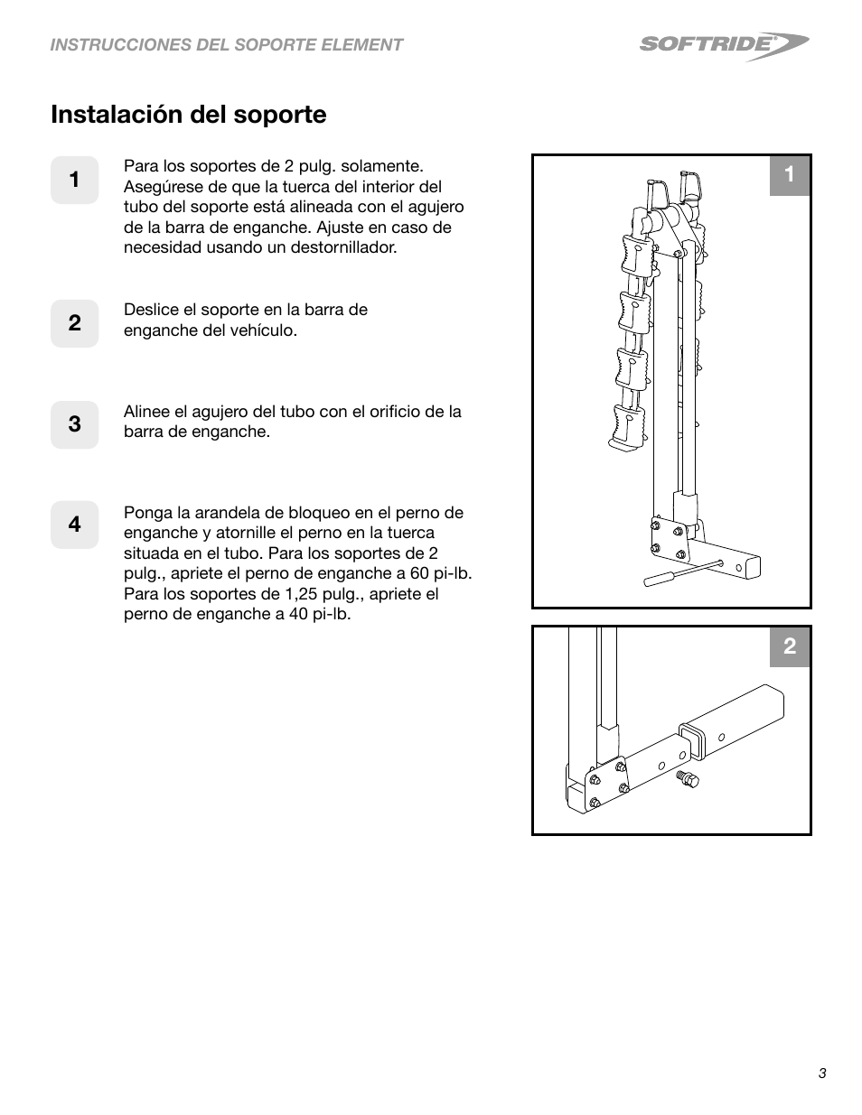 Instalación del soporte | Softride 26248 Element 4 bike rack User Manual | Page 11 / 14