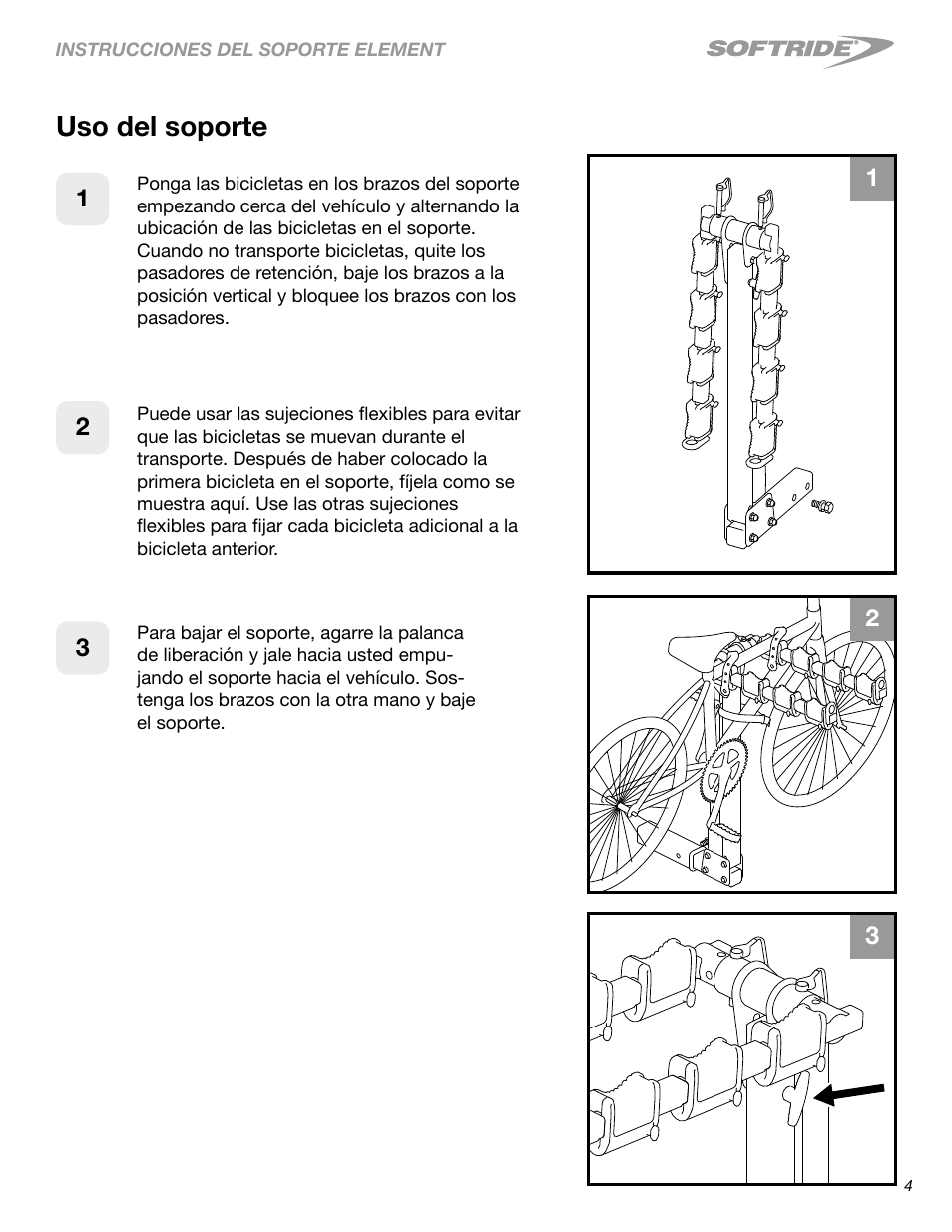 Uso del soporte | Softride 26248 Element 4 bike rack User Manual | Page 12 / 14