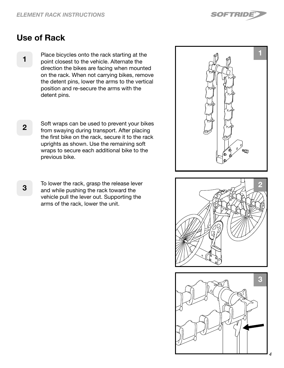Use of rack | Softride 26248 Element 4 bike rack User Manual | Page 4 / 14