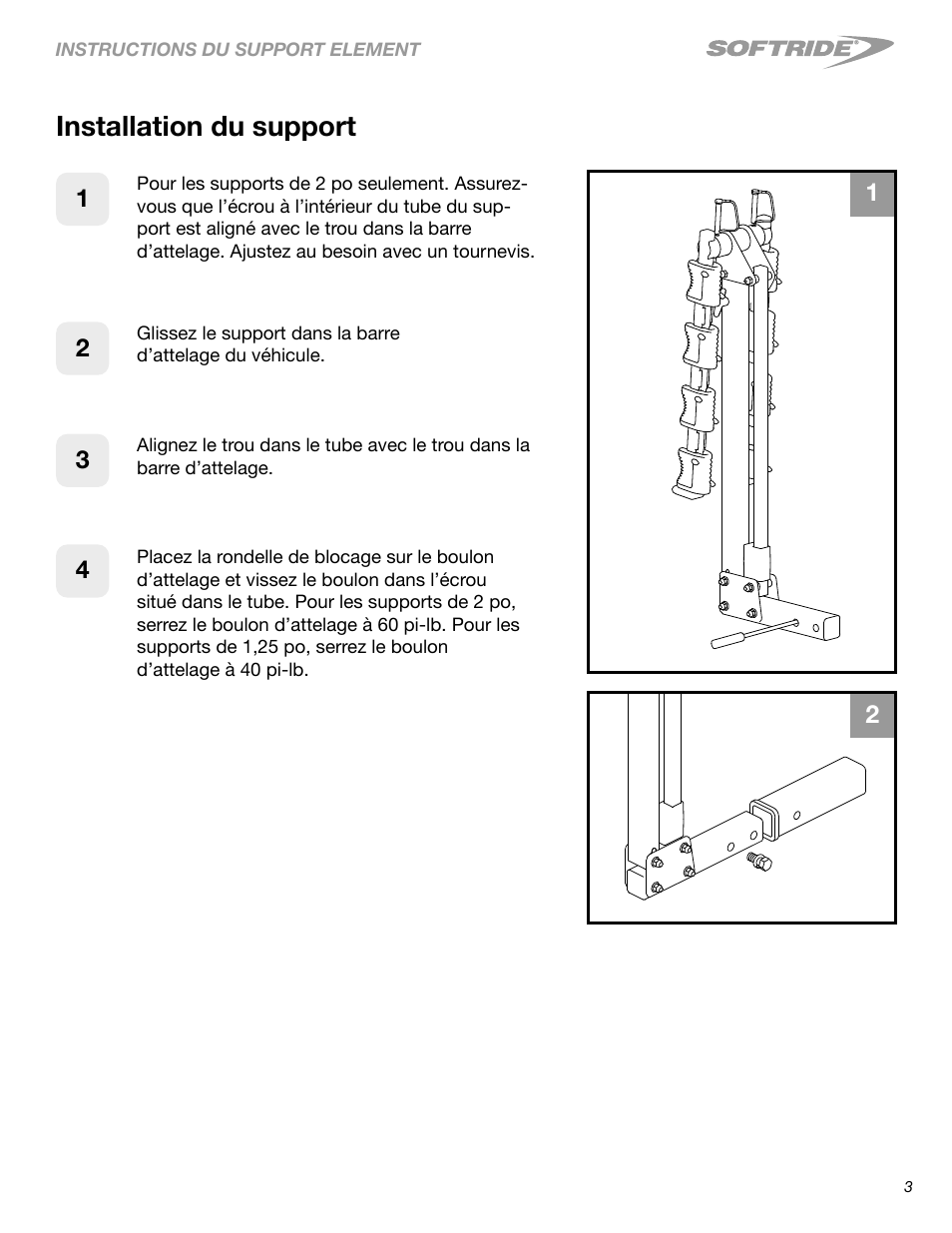 Installation du support | Softride 26248 Element 4 bike rack User Manual | Page 7 / 14
