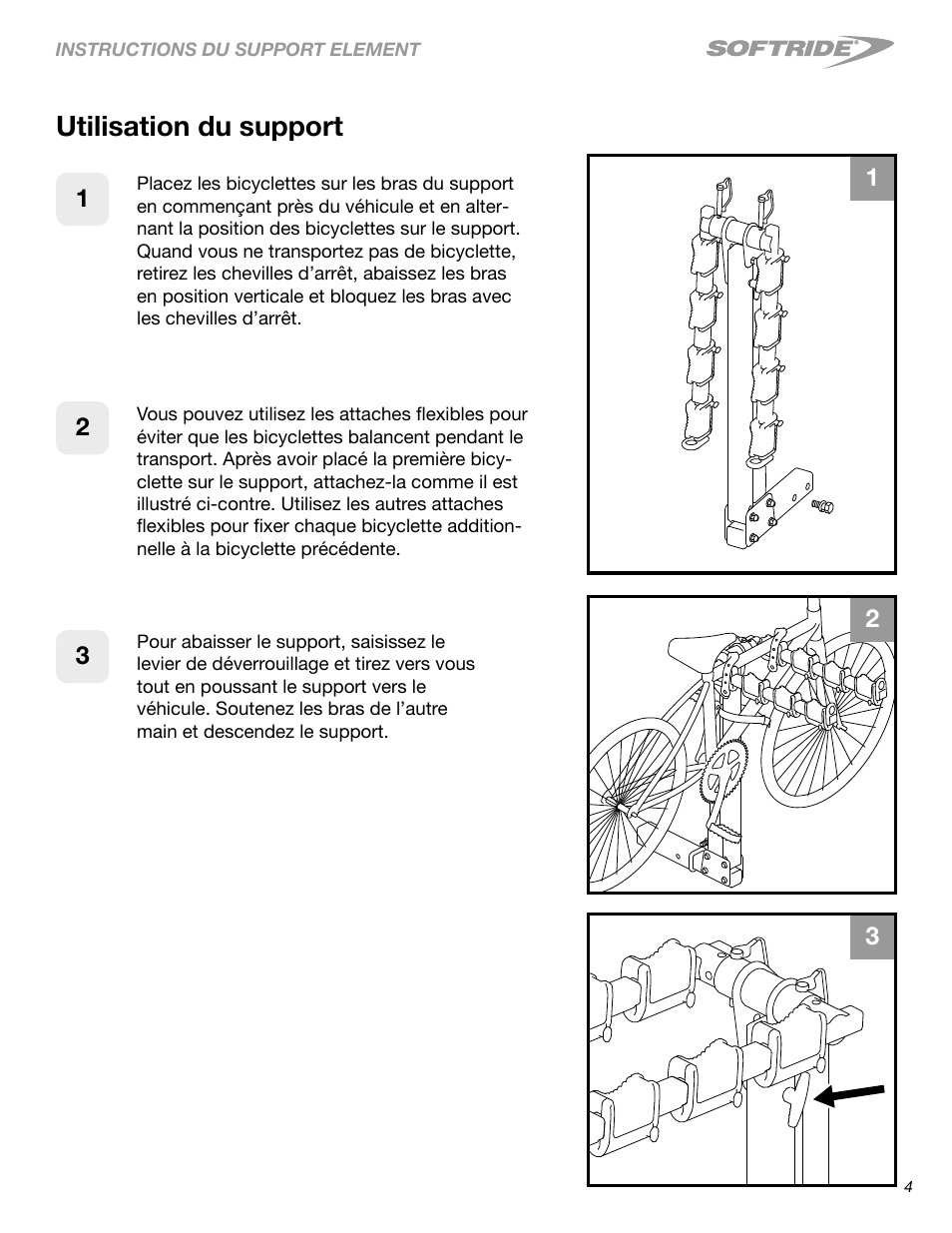 Utilisation du support | Softride 26248 Element 4 bike rack User Manual | Page 8 / 14