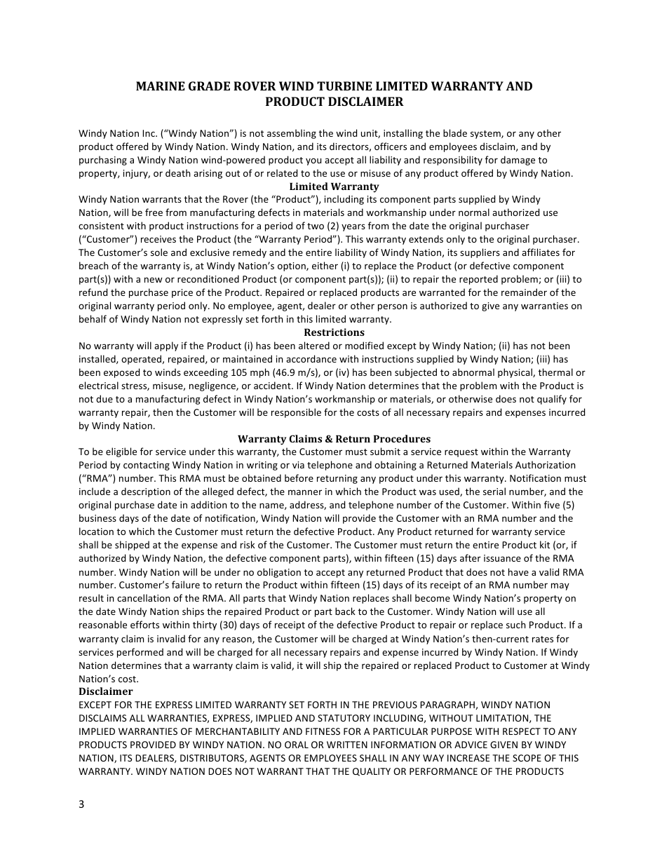 Windy Nation Rover Marine Grade User Manual | Page 3 / 12