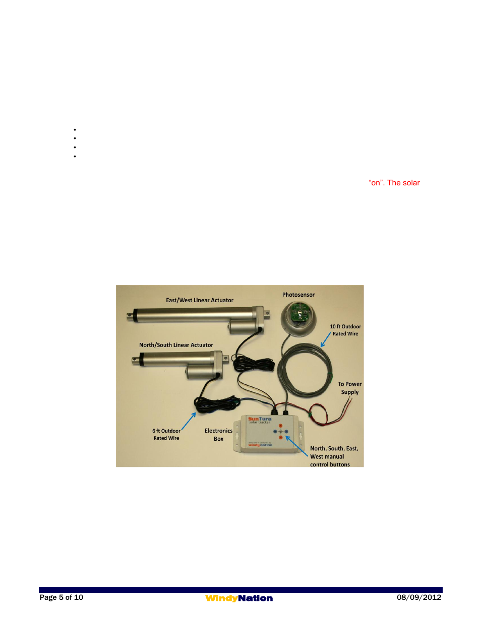 Product overview, Features, Safety precautions | Installation, Parts list, General installation guidelines, Electronics box installation | Windy Nation Suntura Series Solar Tracker Small Actuators User Manual | Page 5 / 10