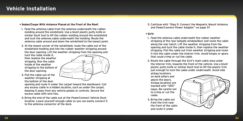 Vehicle installation | Audiovox ONYX User Manual | Page 17 / 58