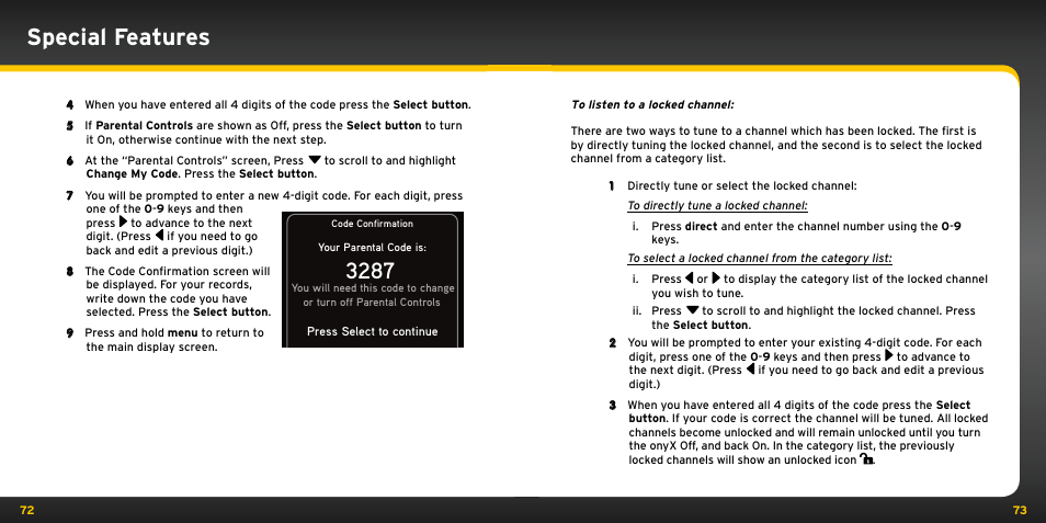 Special features | Audiovox ONYX User Manual | Page 37 / 58