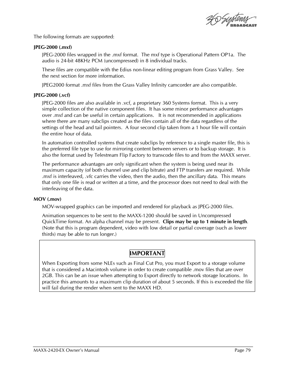 360 Systems MAXX-2420EX User Manual | Page 79 / 148