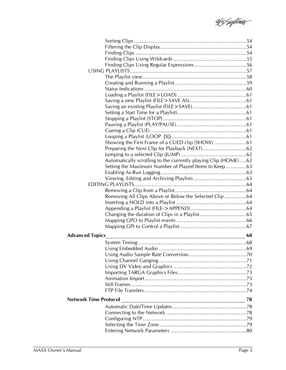 360 Systems MAXX-1000SD User Manual | Page 5 / 143