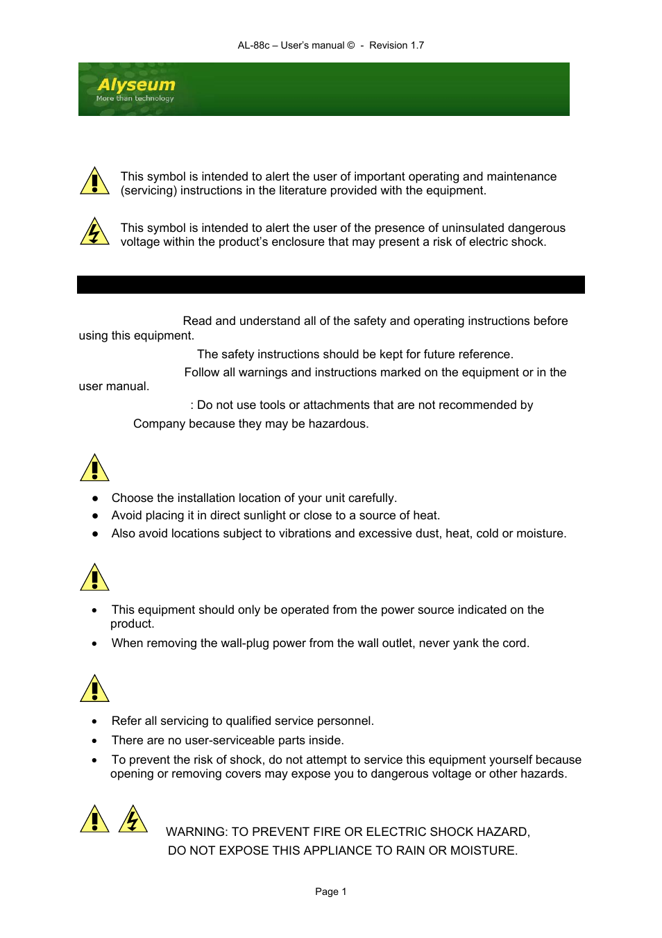 Alyseum AL-22c User Manual | 12 pages