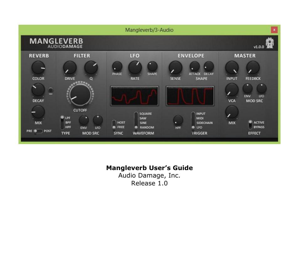 Audio Damage Mangleverb User Manual | 13 pages