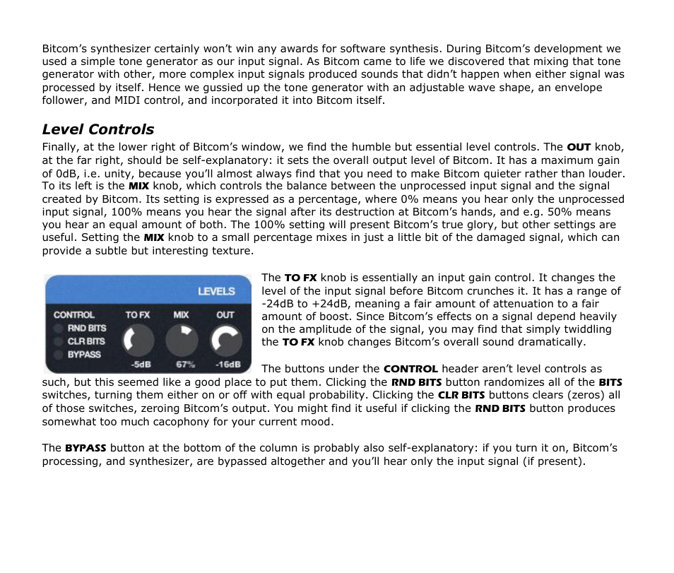 Level controls | Audio Damage Bitcom User Manual | Page 15 / 16