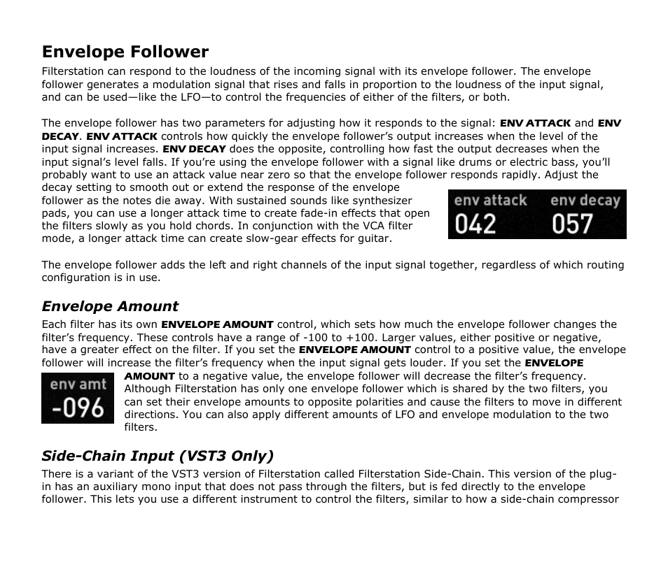 Envelope follower, Envelope amount, Side-chain input (vst3 only) | Audio Damage Filterstation User Manual | Page 14 / 18