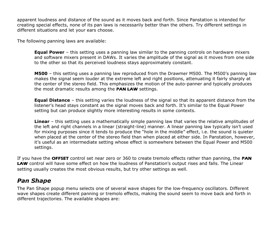 Pan shape | Audio Damage Panstation User Manual | Page 11 / 18