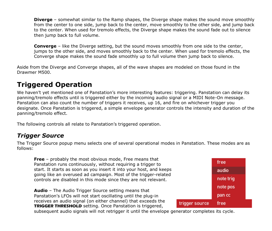 Triggered operation, Trigger source | Audio Damage Panstation User Manual | Page 13 / 18