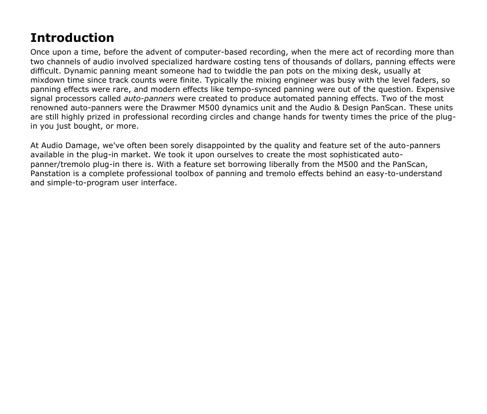 Introduction | Audio Damage Panstation User Manual | Page 5 / 18