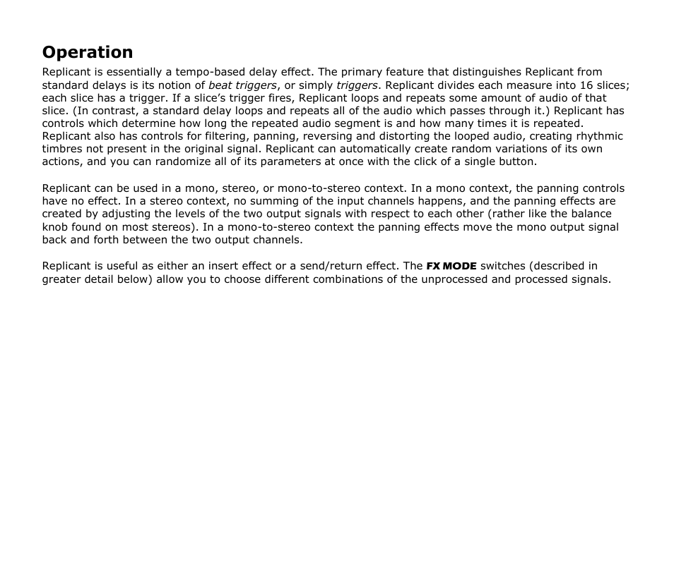 Operation | Audio Damage Replicant 1.5 User Manual | Page 8 / 18
