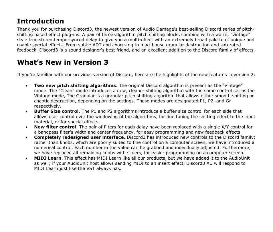 Introduction, What’s new in version 3 | Audio Damage Discord3 Upgrade User Manual | Page 5 / 16