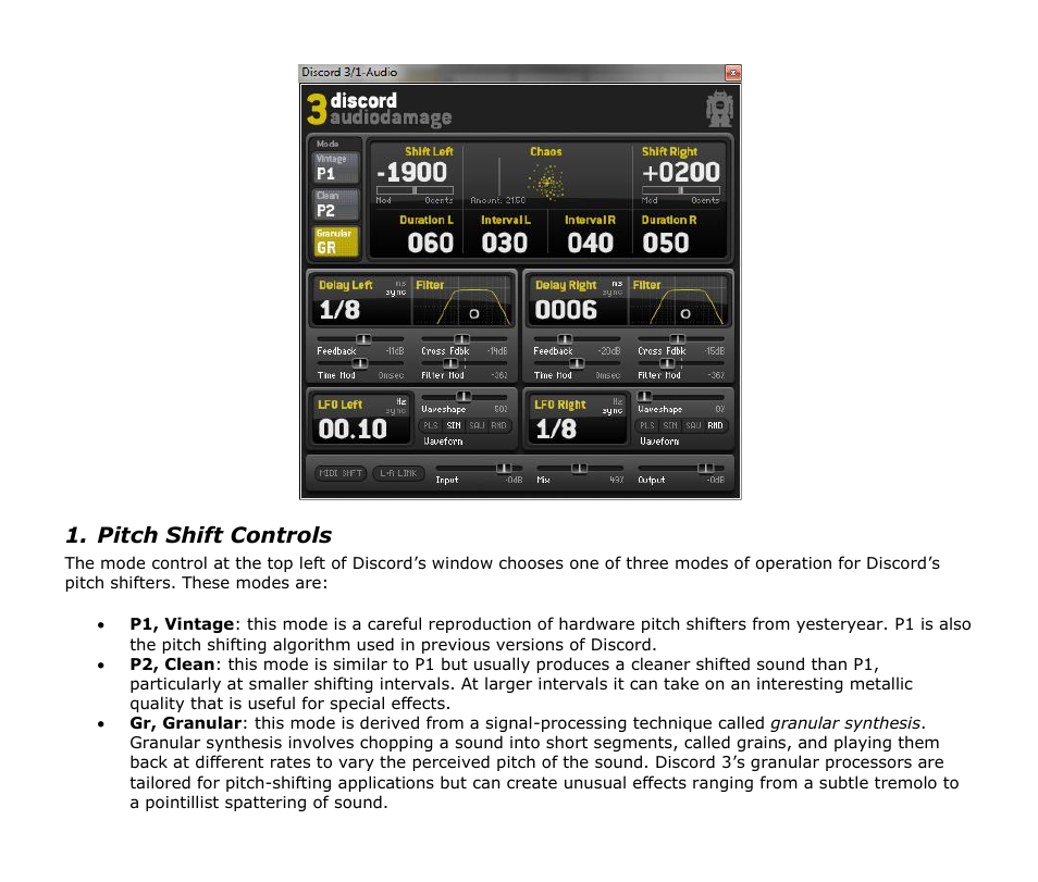 Pitch shift controls | Audio Damage Discord3 Upgrade User Manual | Page 8 / 16