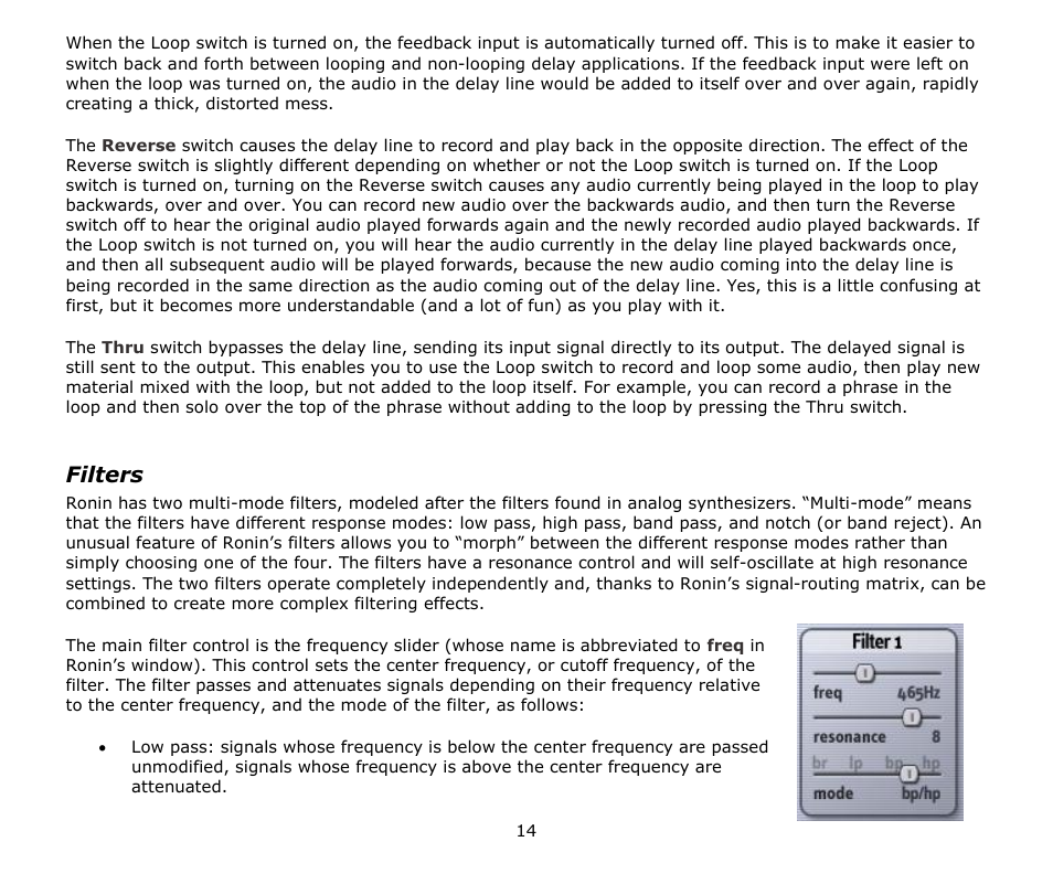 Filters | Audio Damage Ronin User Manual | Page 14 / 37