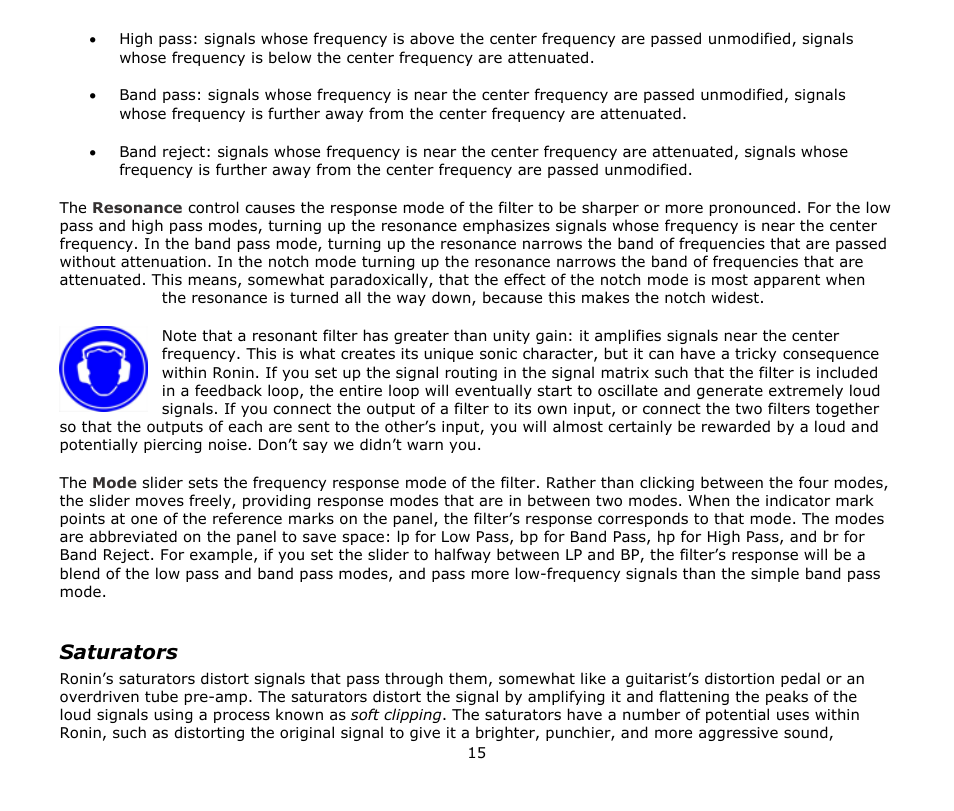 Saturators | Audio Damage Ronin User Manual | Page 15 / 37