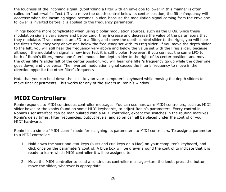 Midi controllers | Audio Damage Ronin User Manual | Page 26 / 37