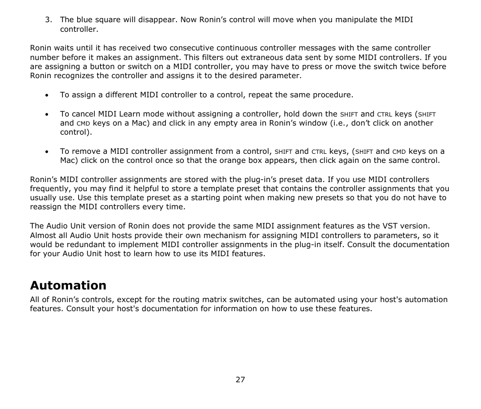 Automation | Audio Damage Ronin User Manual | Page 27 / 37