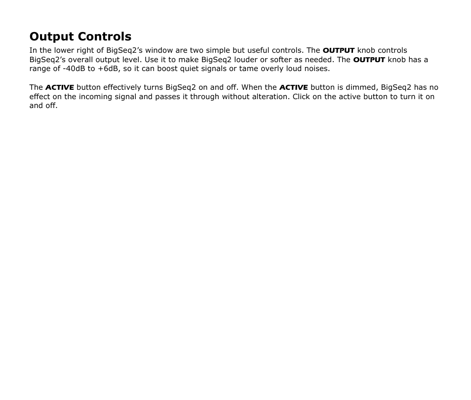 Output controls | Audio Damage BigSeq2 User Manual | Page 20 / 24