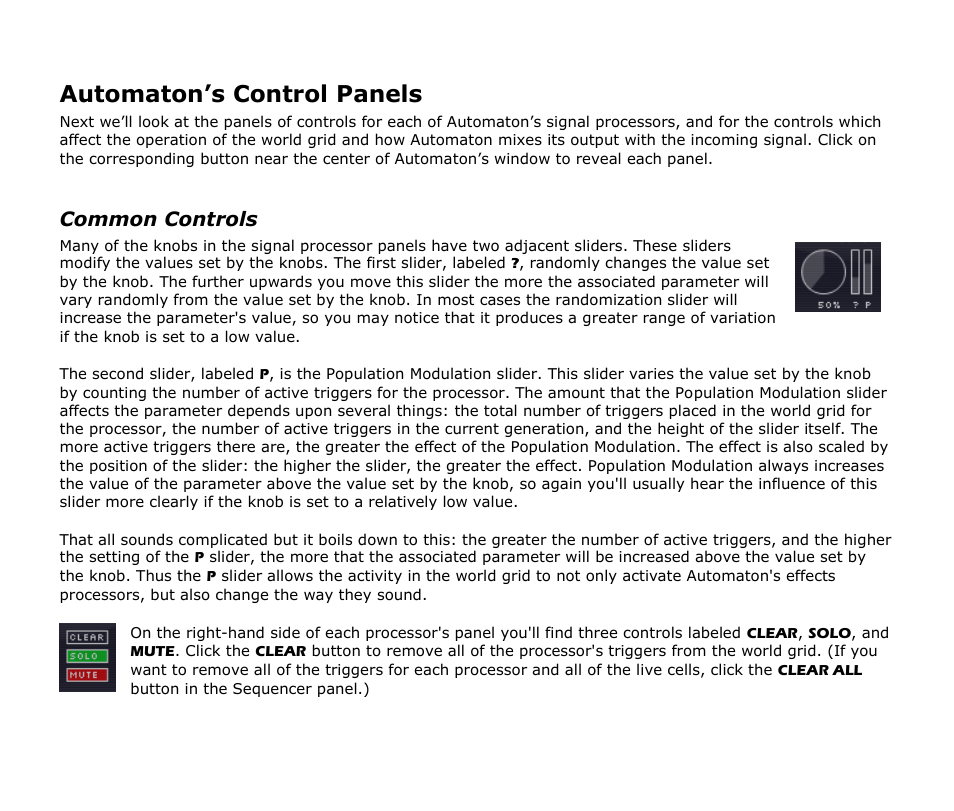 Automaton’s control panels, Common controls | Audio Damage Automaton User Manual | Page 9 / 22