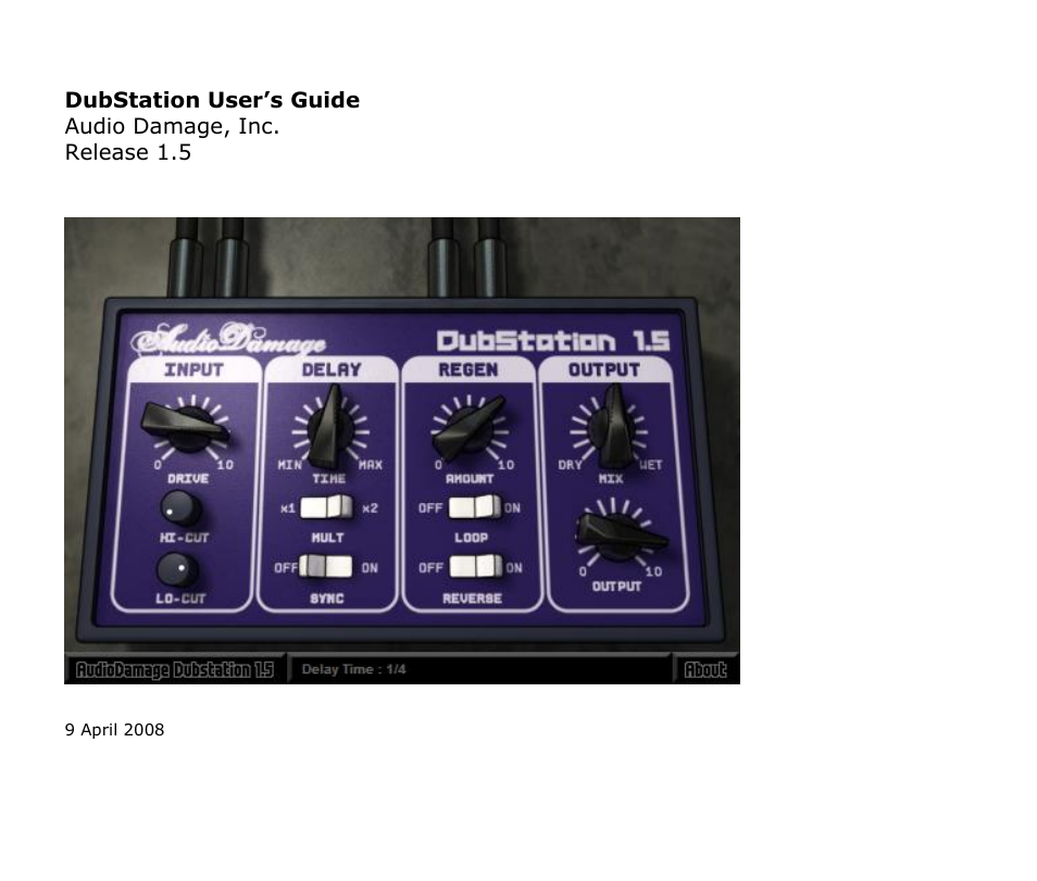 Audio Damage DubStation User Manual | 12 pages