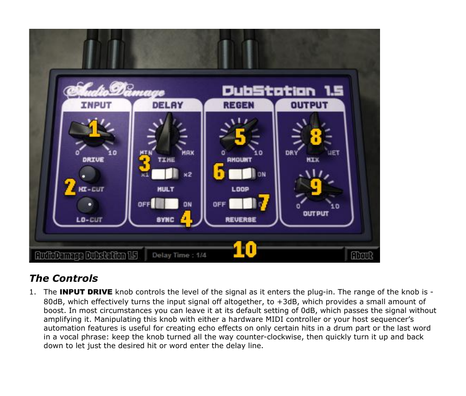 The controls | Audio Damage DubStation User Manual | Page 8 / 12