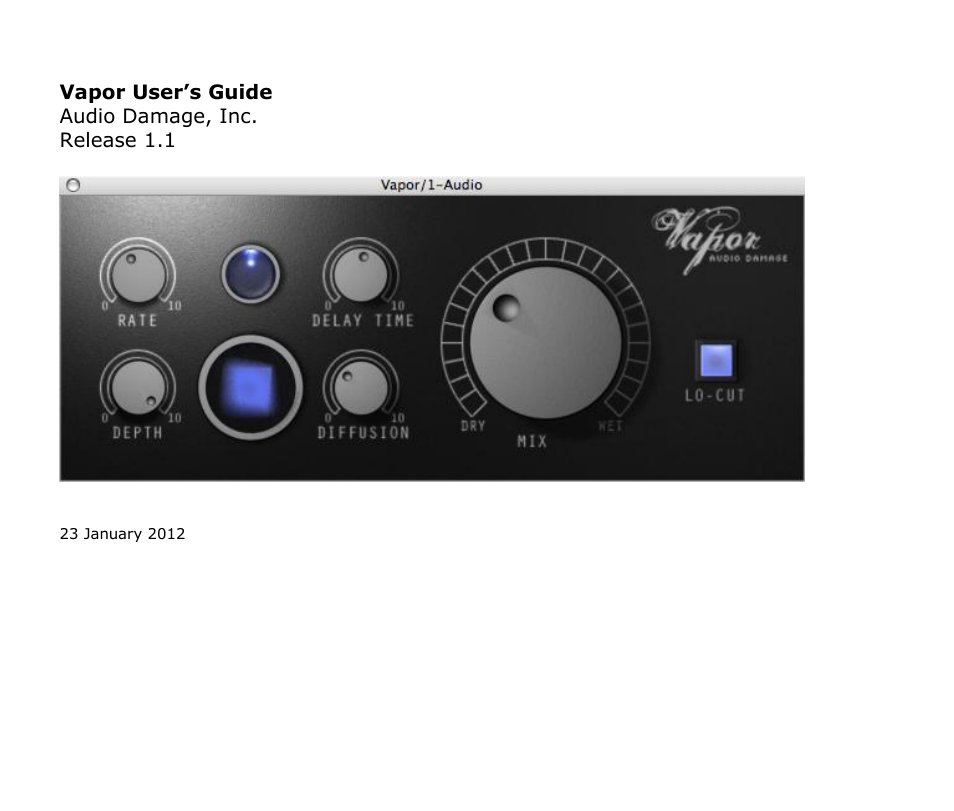 Audio Damage Vapor User Manual | 11 pages