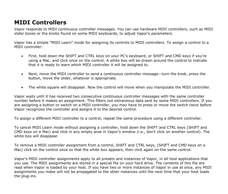 Midi controllers | Audio Damage Vapor User Manual | Page 10 / 11