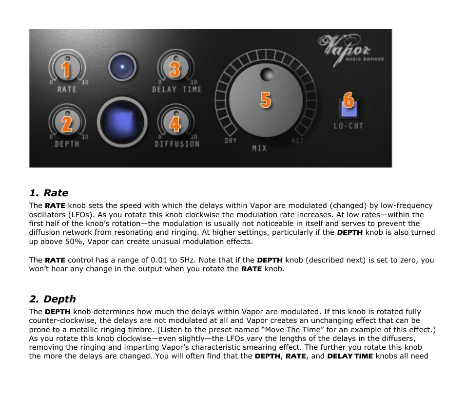 Rate, Depth | Audio Damage Vapor User Manual | Page 7 / 11