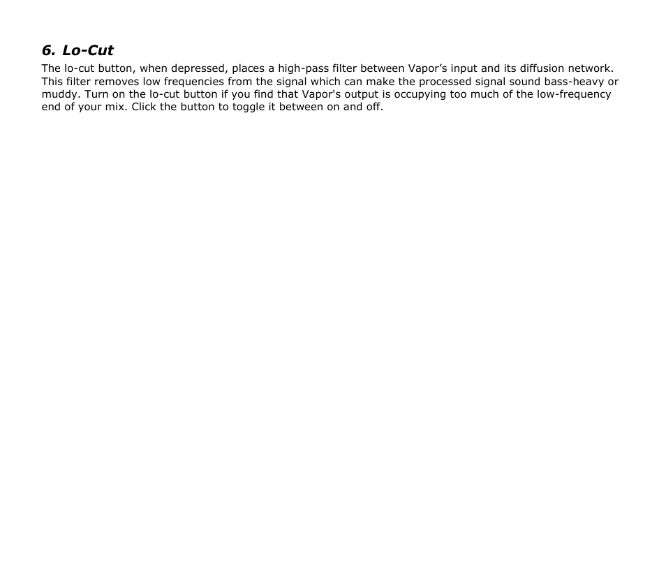 Lo-cut | Audio Damage Vapor User Manual | Page 9 / 11