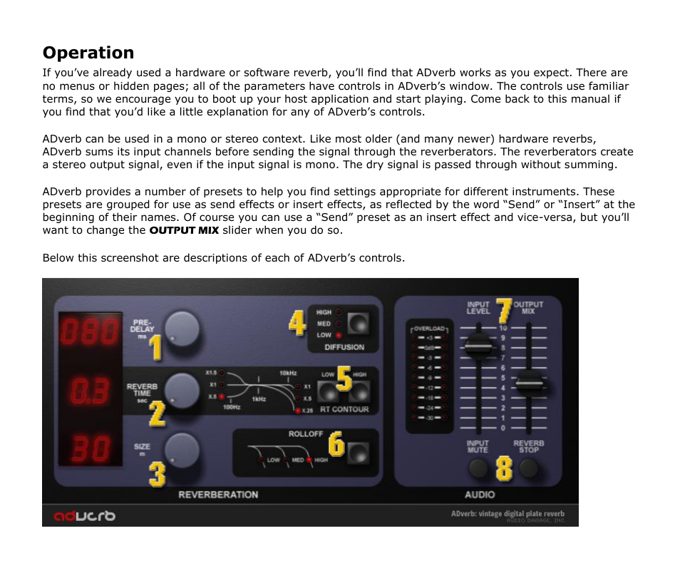 Operation | Audio Damage ADverb User Manual | Page 6 / 10